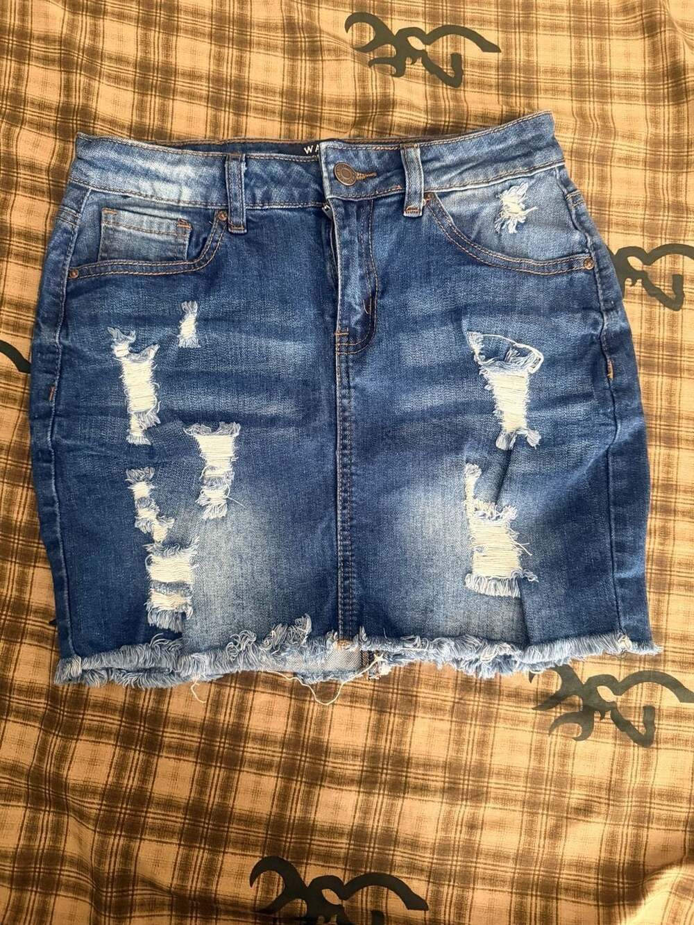 Wax Jean Distressed Denim Skirt Size S Blue